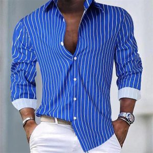 Camisoles Casual de l'homme à Maniche Lunghe con Bottoni Elegante e Comoda