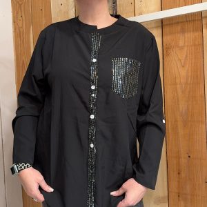 Chemise sequins noir LOLA