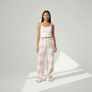 Pantalon Pyjama Polaire Femme Chaud – Carreaux Enflammés