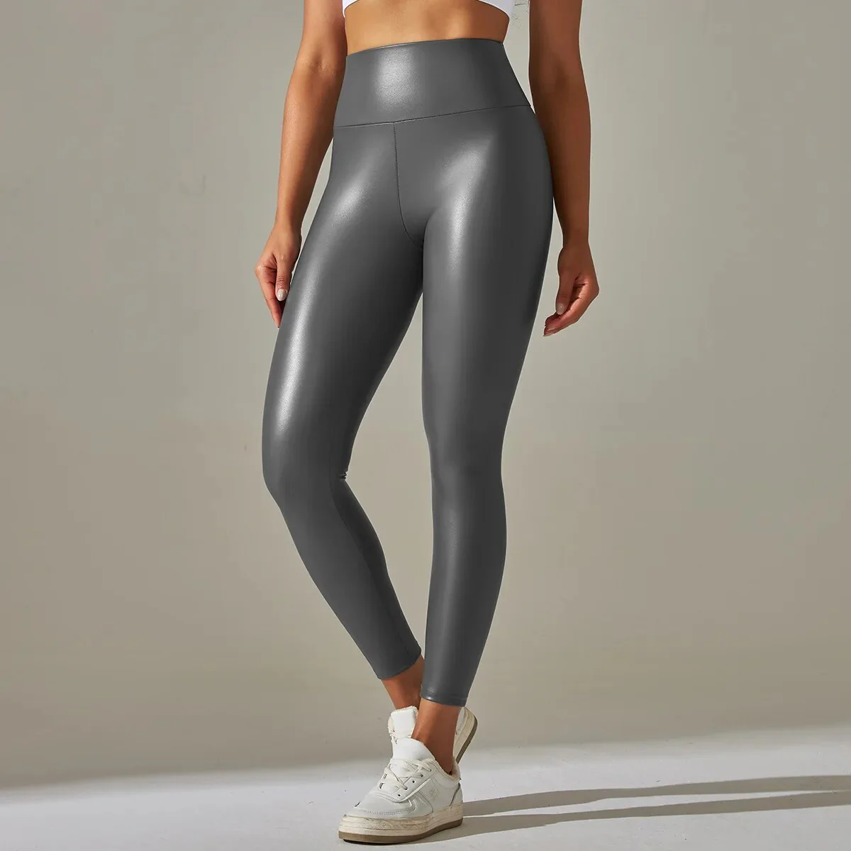 Pantalon en cuir élégant pour femme - pantalon tendance à taille haute pour un look parfait