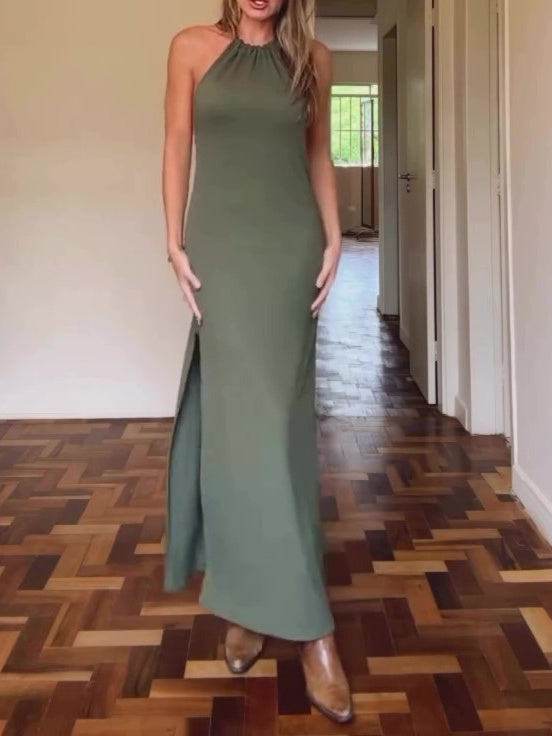 Robe Maxi Femme – Style Halter & Fente – Image 4