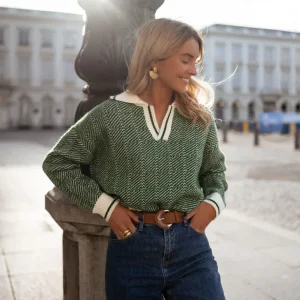 EMILIA™ | PULL À COL EN V VERT