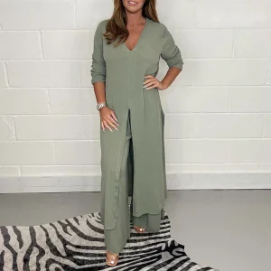 Ensemble tendance 3 pièces pour femmes avec tunique longue élégante et pantalon assorti