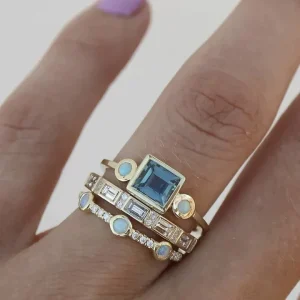 Bague Cristal Bleu Vintage Argenté