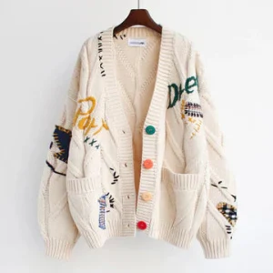 Cardigan élégant pour dames avec détails en patchwork très tendance