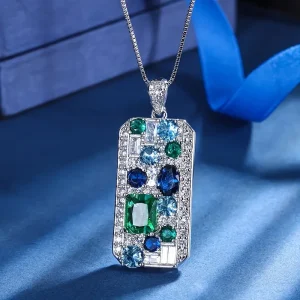 Collier Brillant Bleu & Vert