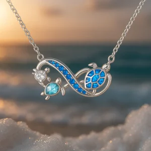 Collier Double Tortue Argentée