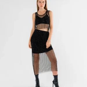 Jupe en maille noire strassée