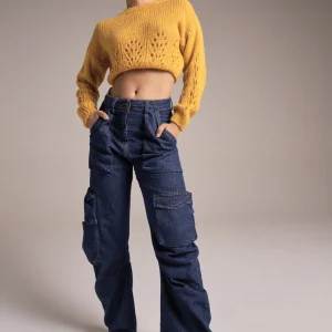 Jean cargo à jambes larges