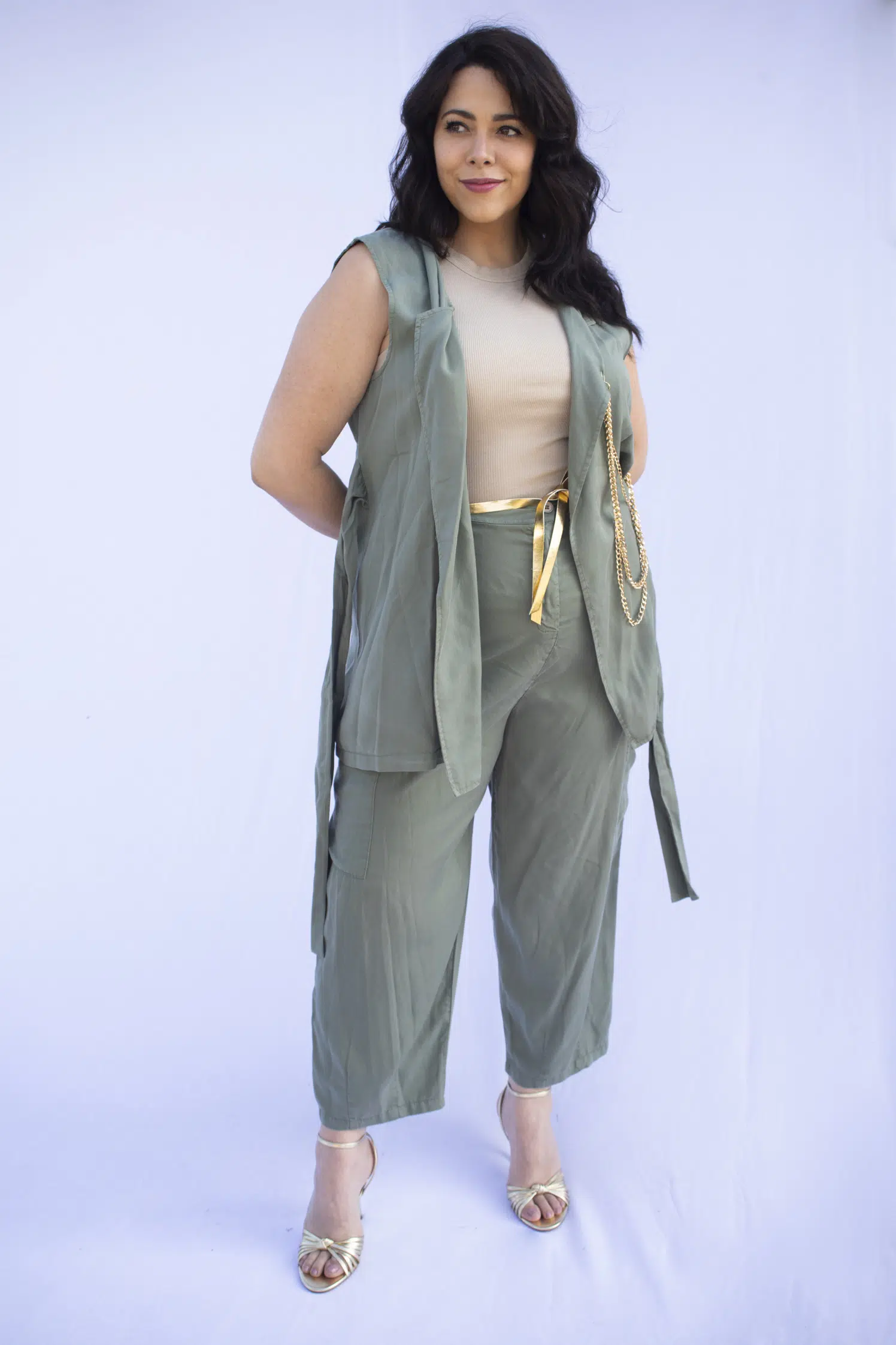 Pantalon avec ceinture Grande Taille