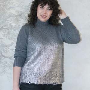 Pull gris 100% laine avec col montant