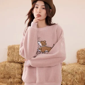 Pull Pilou Pilou rose à motif