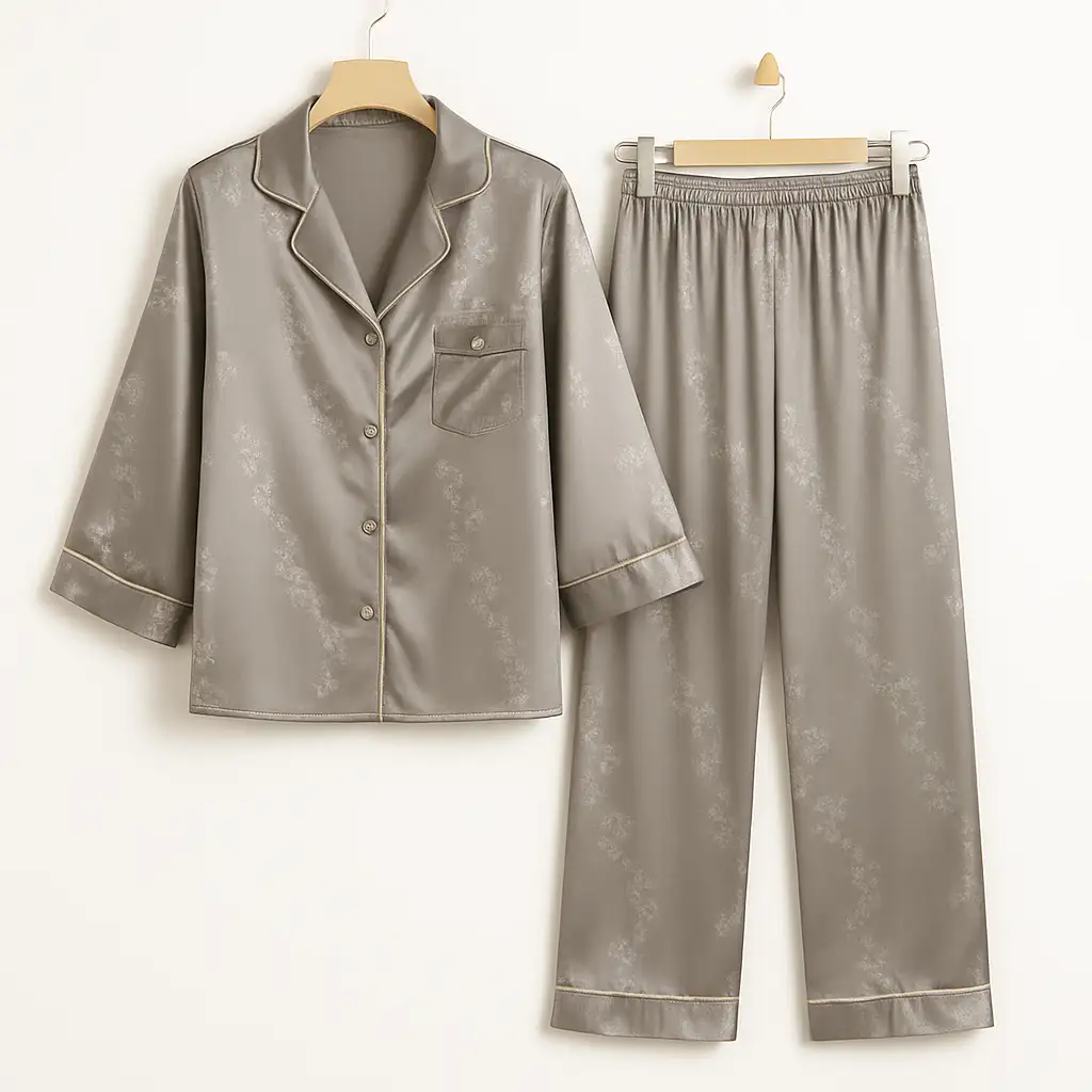 Pyjama 2 Pieces Pantalon Satine et Brassiere