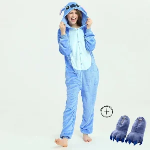 Pyjama Stitch bleu + chaussons