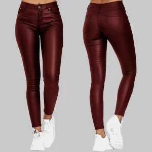 Leggings élégants en similicuir à taille haute pour femmes - Style et confort combinés