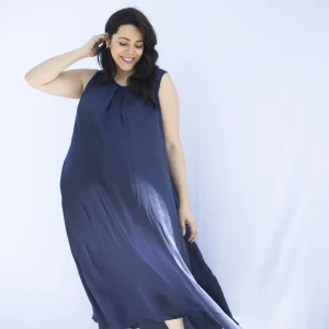Robe longue fluide sans manches Grande Taille