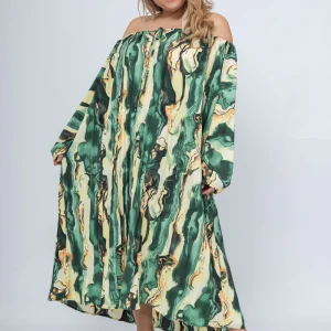 Robe Verte à Motifs