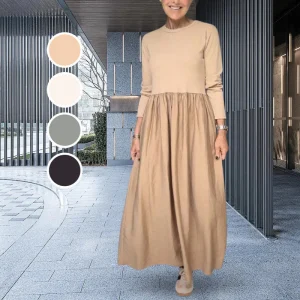 Megan | Robe Midi Tricotée à Manches Longues