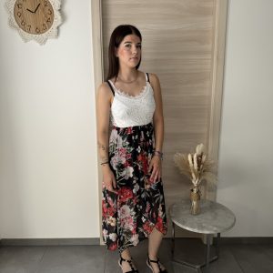 ROBE DENTELLE DRAPEE FLORAL