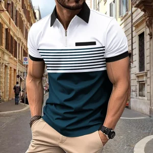 Polo classique à rayures pour hommes - Coupe ajustée et confort respirant pour un look décontracté