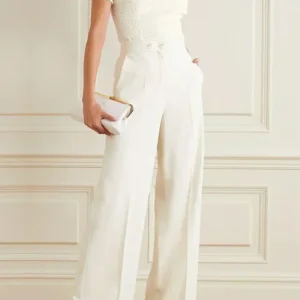 Pantalon large pour femme - look élégant pour le bureau, taille haute et coupe parfaite