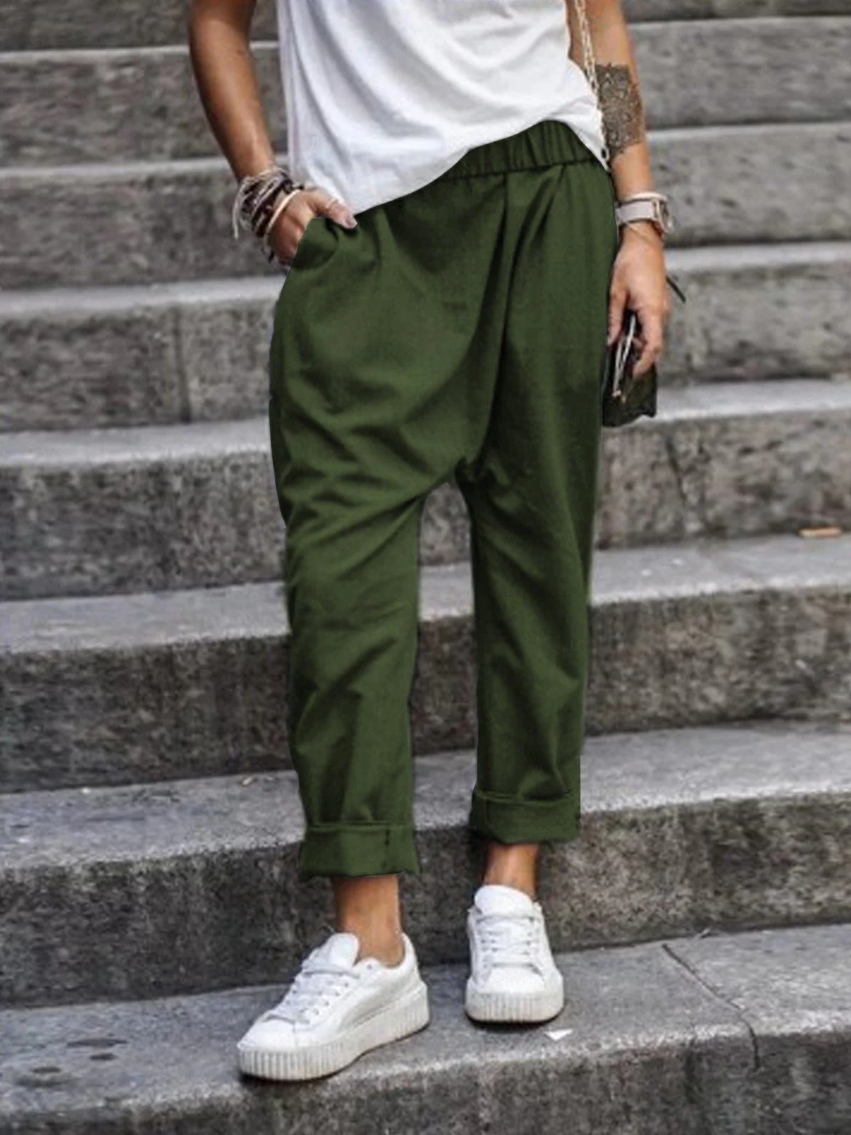 Pantalon femme fuselé en coton, élégant et confortable, pour un look décontracté et élégant – Image 4