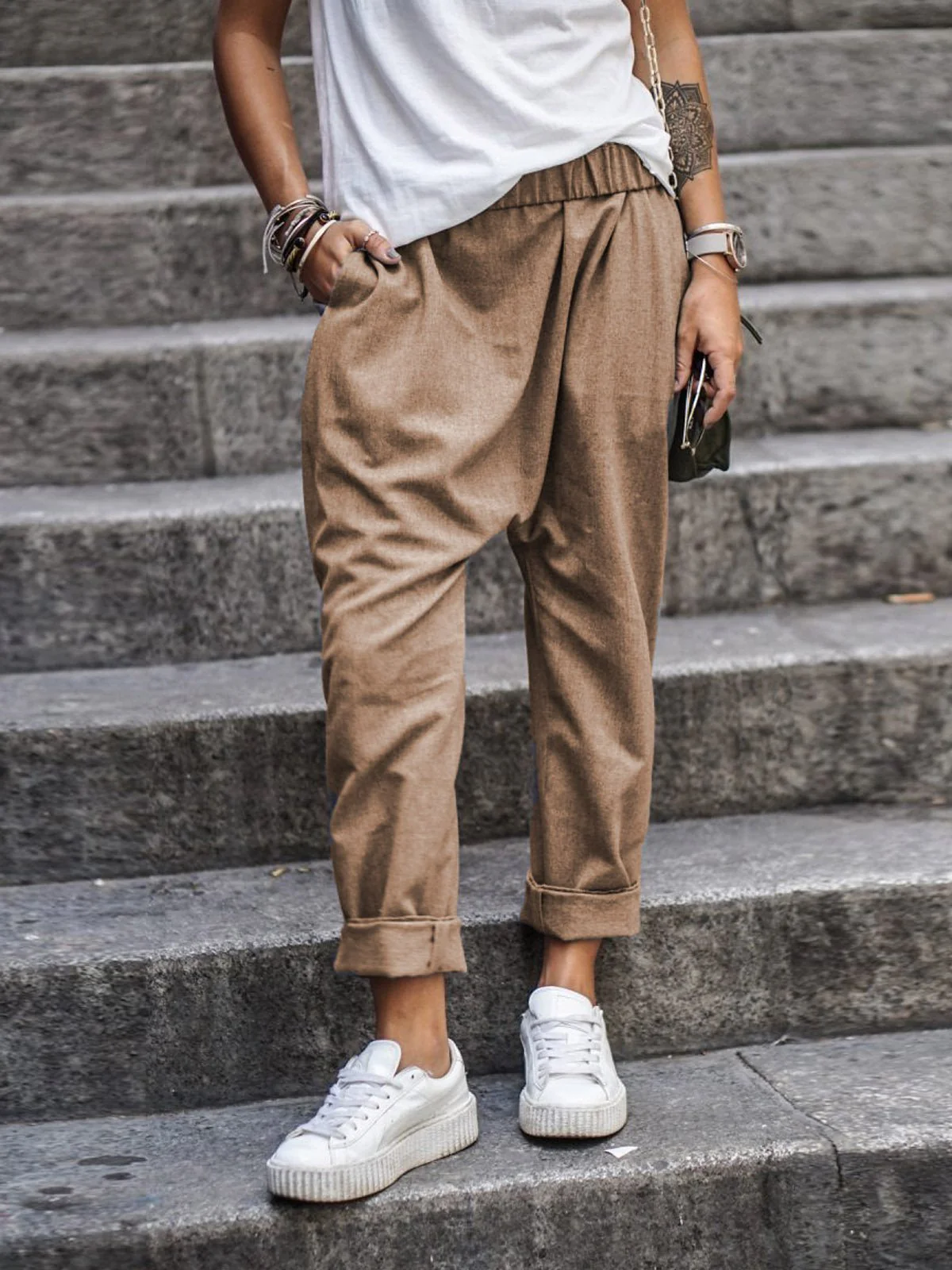 Pantalon femme fuselé en coton, élégant et confortable, pour un look décontracté et élégant – Image 5