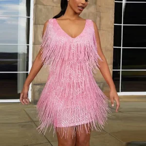 Robe élégante à paillettes et franges pour femme - Liselotte Glamorous Fashion